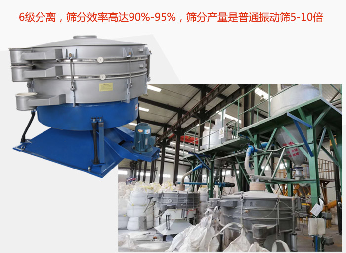 搖擺篩采用6級(jí)分離，篩分效率高達(dá)90%-95%，篩分產(chǎn)量是普通振動(dòng)篩5-10倍