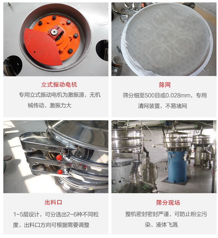 旋振篩定制化有：移動(dòng)，加緣，閘門等多種形式選擇。子母設(shè)計(jì)透網(wǎng)率高，換網(wǎng)方便。