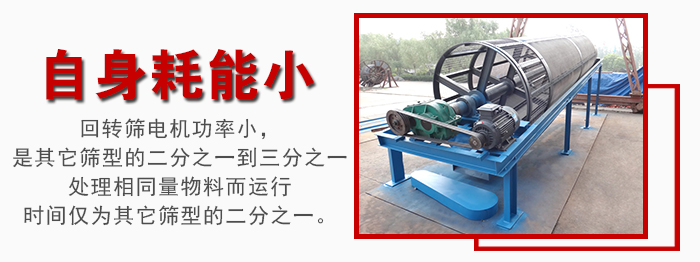 滾筒篩耗能小，使用壽命長，維修方便